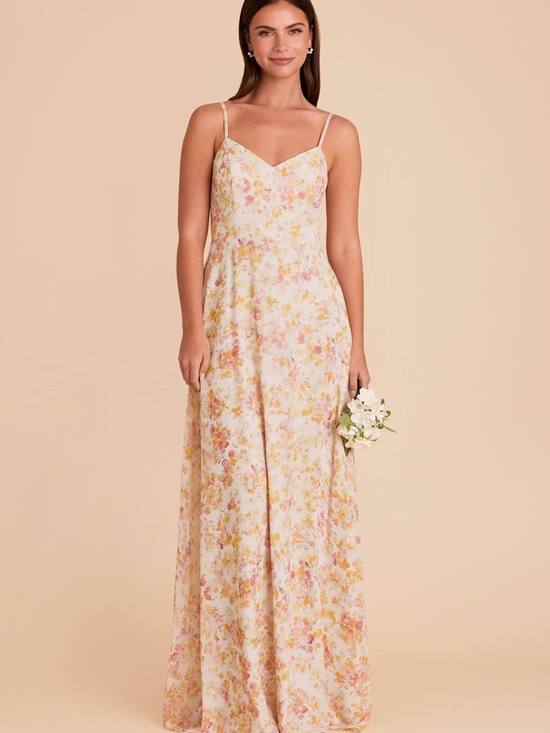 Birdy Grey Dresses & Skirts - Birdy Grey Floral Spaghetti-Strap Maxi Dress in Cream, Yellow, Pink